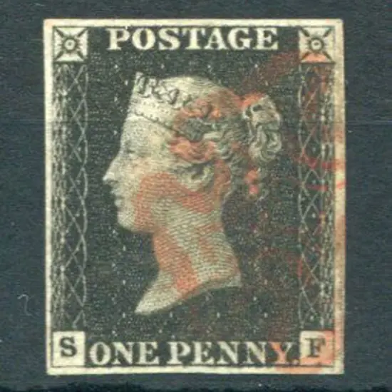 1840 1d black fine used by light, neat red Maltese ...