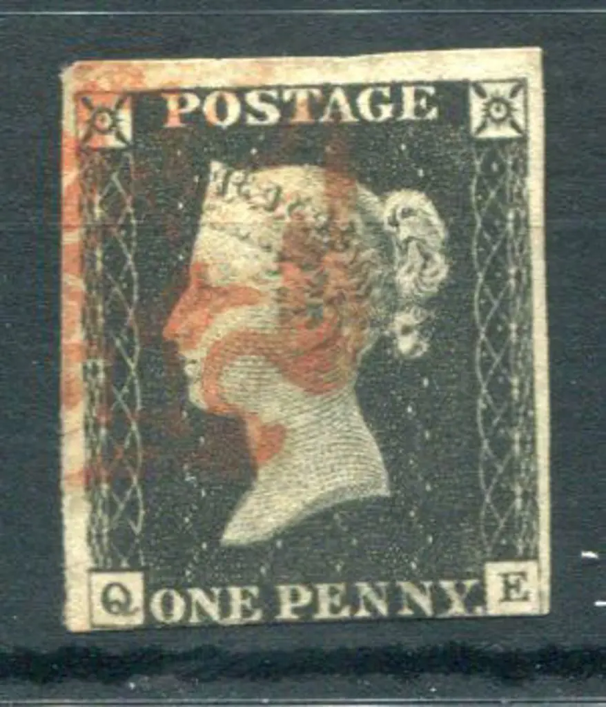 1840 1d black used by red Maltese Cross. 3 clear ... Image 1++