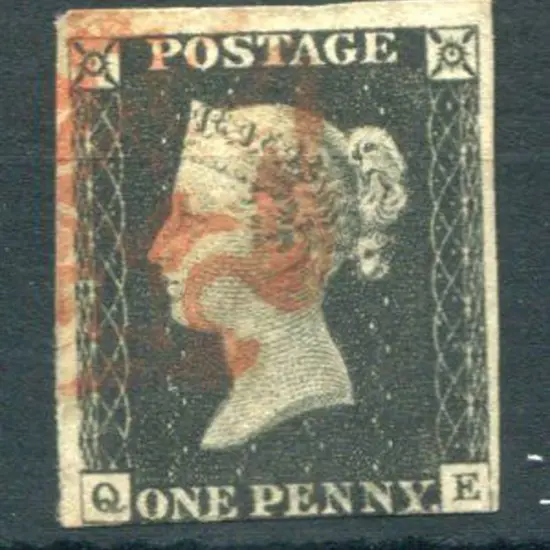 1840 1d black used by red Maltese Cross. 3 clear ...
