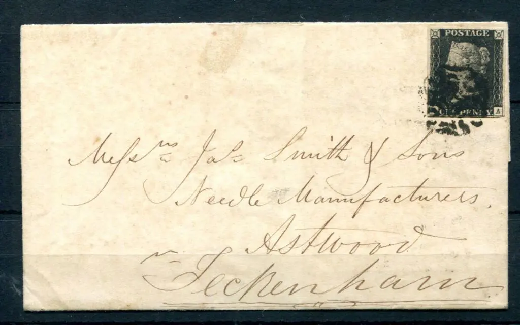 1840 1d black, Plate 6 tied by black Maltese Cross ... Image 1++