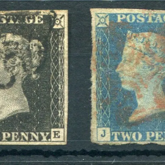 1840 1d black with black Maltese Cross & 2d blue ...