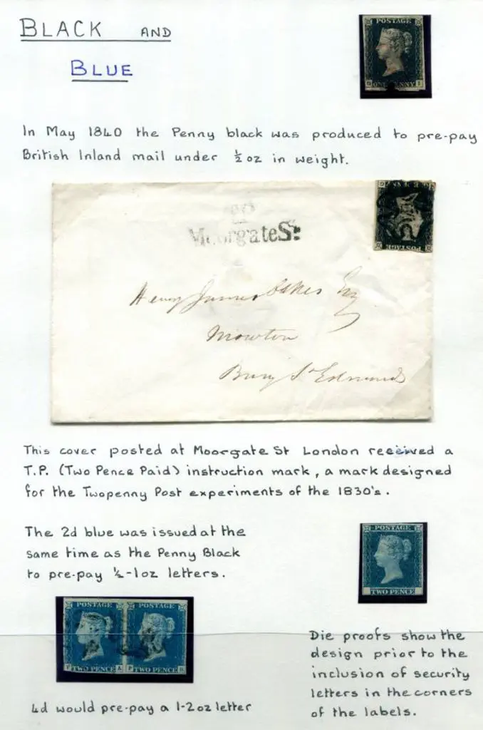 1840 1d black & 2d blue QV, 2d die proof & cover ... Image 1++