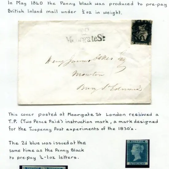 1840 1d black & 2d blue QV, 2d die proof & cover ...