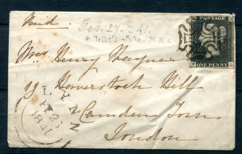 1841 (26th Feb) 1d black (4 margins) on cover tied ... Image 1++