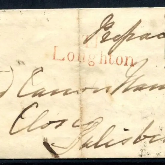 1843 entire handstamped "Loughton" in red & ...