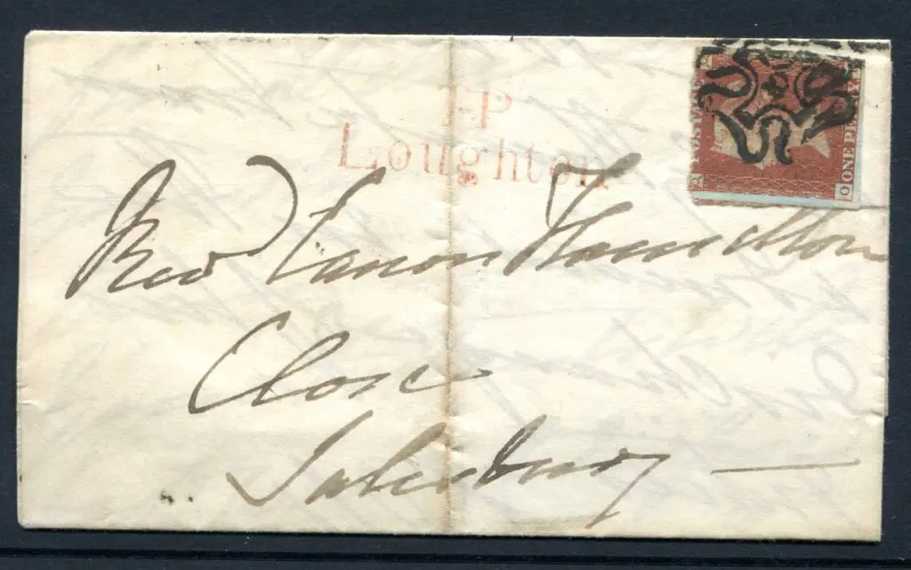 1843 entire with 1d red on blued paper tied to ... Image 1++