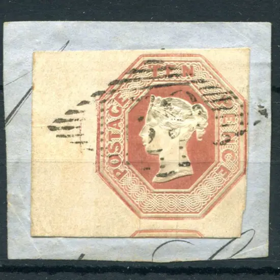 1847 10d brown embossed neatly cut square with ...