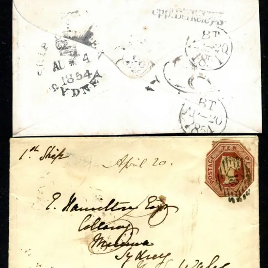 1854 (20th April) 10d brown embossed (cut to ...
