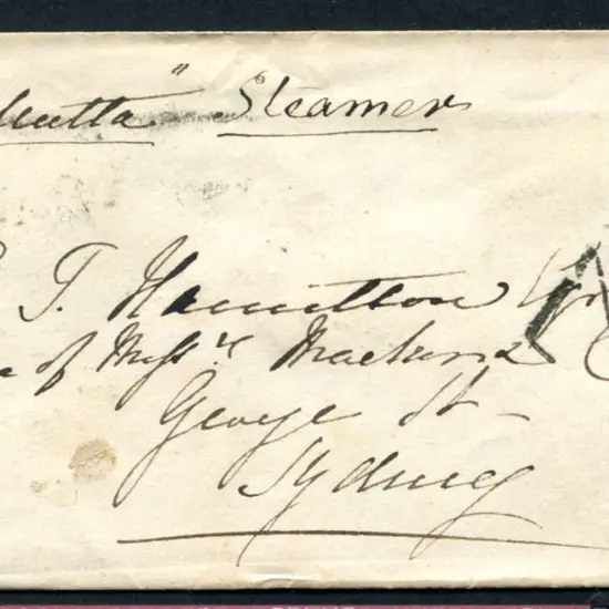 1854 cover bearing 1/- pale green embossed cut to ...