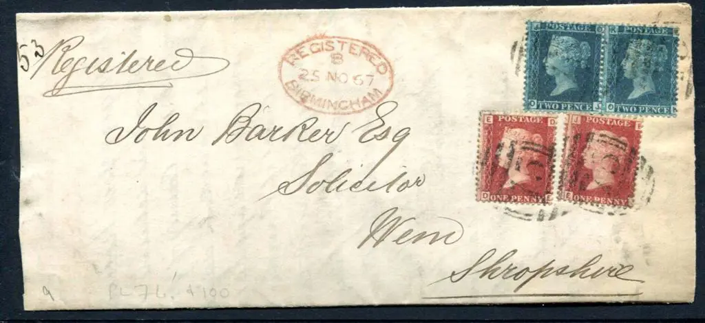 1867 (25th Nov) Registered entire addressed to ... Image 1++