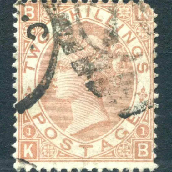 1867/80 2/- brown used with partial duplex cancel. ...