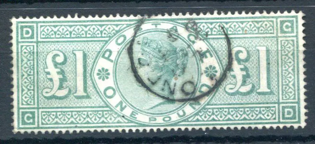 1891 £1 green QV. Lettered GD, well centered & ... Image 1++