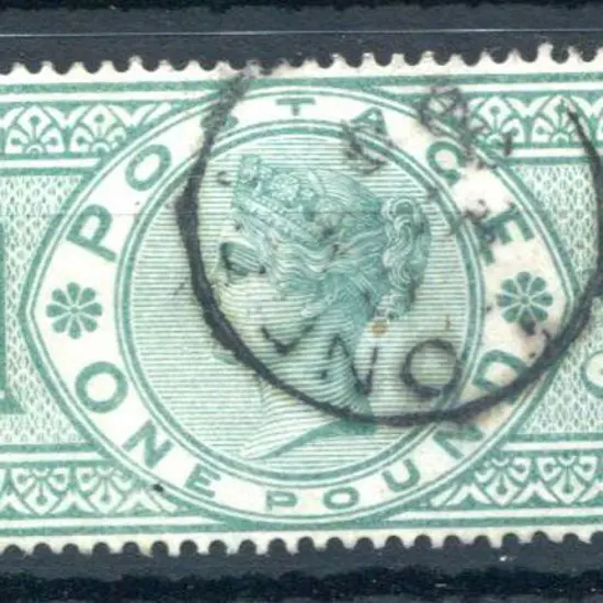1891 £1 green QV. Lettered GD, well centered & ...