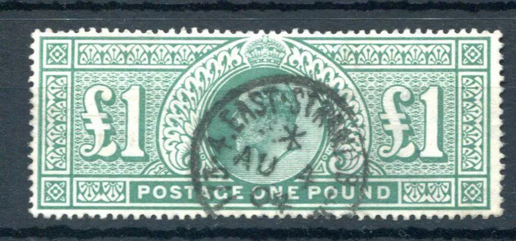 1902/10 £1 dull blue green KEVII with centrally ... Image 1++