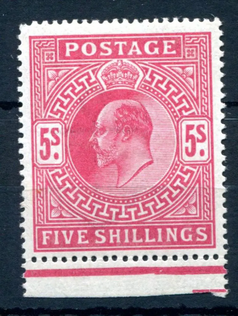 1911/13 5/- carmine KEVII. MVLH verging on MUH ... Image 1++