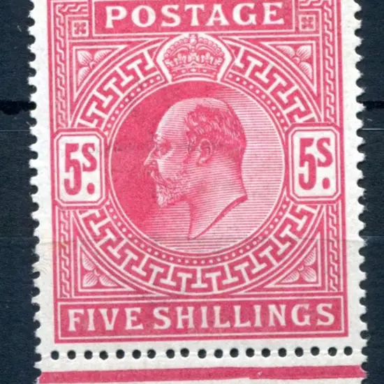 1911/13 5/- carmine KEVII. MVLH verging on MUH ...