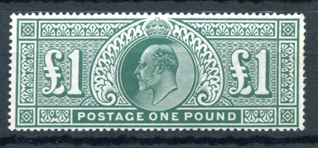 1911-13 £1 deep green KEVII fine mint. SG 320, ... Image 1++