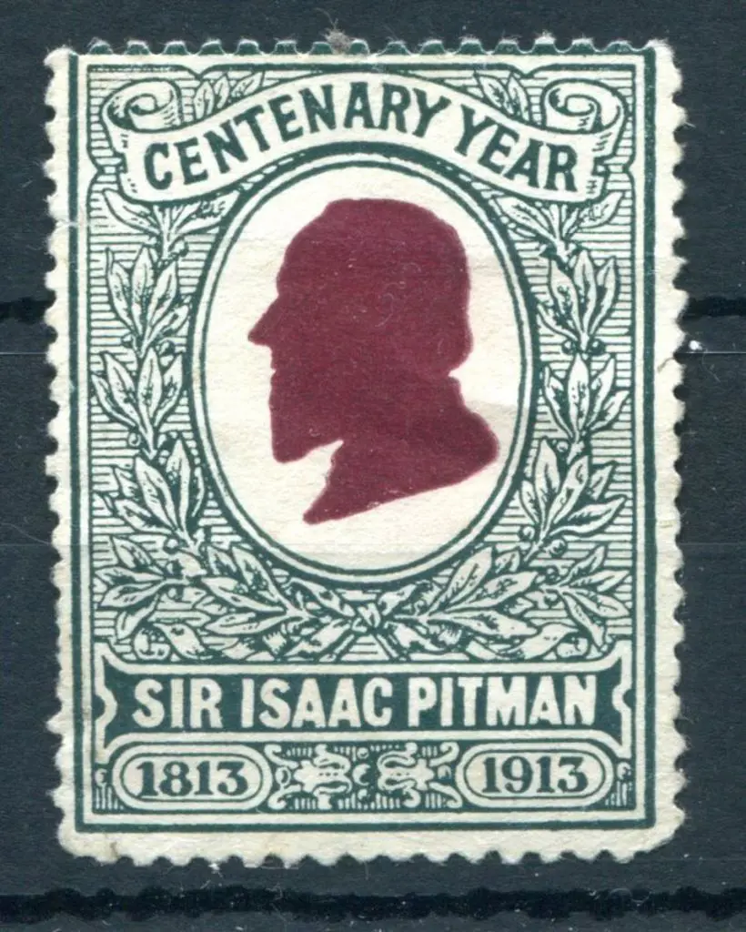 1913 Sir Isaac Pitman Centenary Year cinderella. ... Image 1++