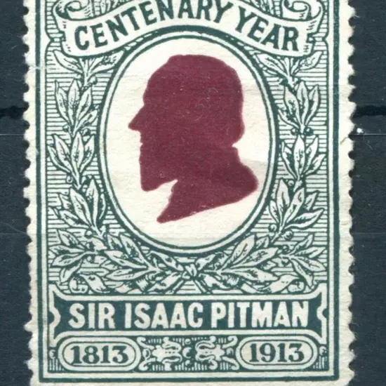 1913 Sir Isaac Pitman Centenary Year cinderella. ...