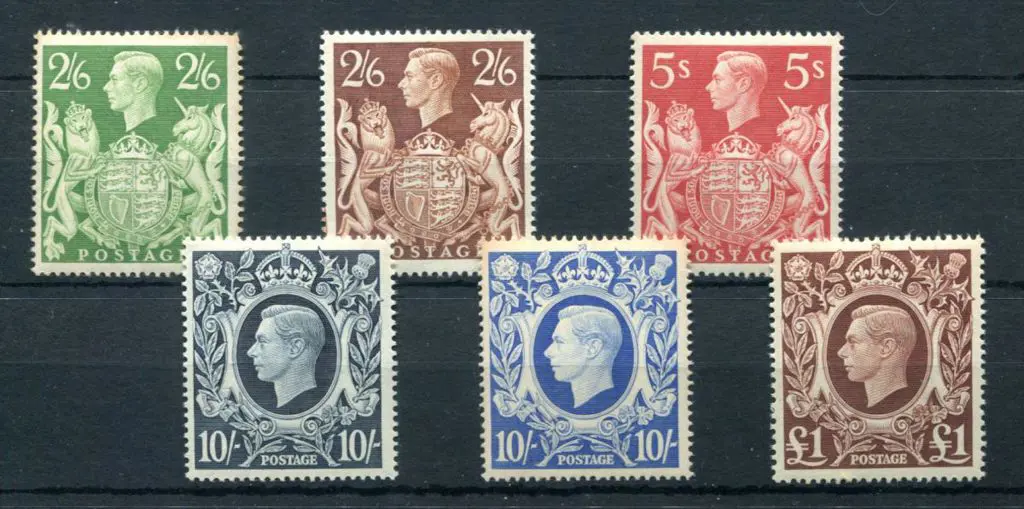1939/48 KGVI high vals set of 6 with both shades ... Image 1++