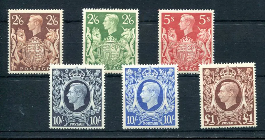 1939/48 KGVI high vals set of 6 with both shades ... Image 1++