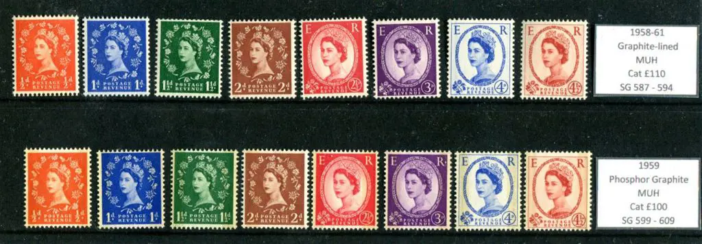 1958/61 ½d to 4½d QEII Wildings with both Graphite ... Image 1++