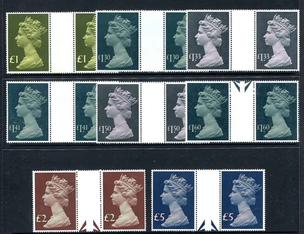 1977/87 £1 to £5 QEII high vals set of 6 in MUH ... Image 1++