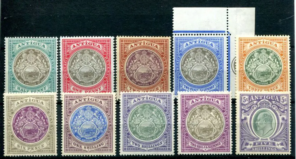Antigua 1903/07 Arms/KEVII set to 5/-, Crown CC ... Image 1++