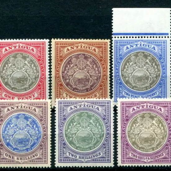 Antigua 1903/07 Arms/KEVII set to 5/-, Crown CC ...