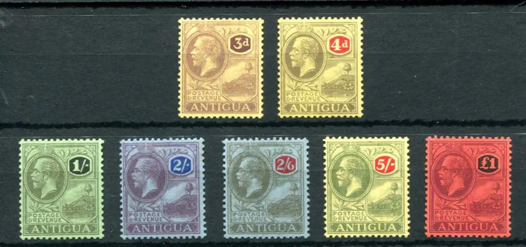 Antigua 1921/27 KGV defins to of 7 to £1 with MCA ... Image 1++