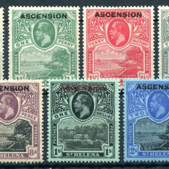 Ascension 1922 "ASCENSION" ovpts on St Helena ...