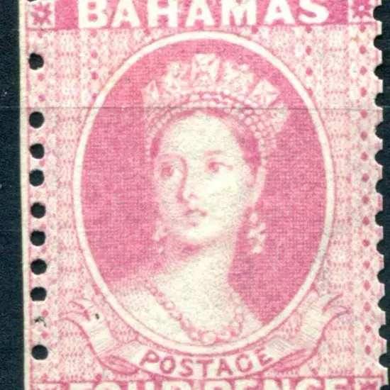 Bahamas 1863/77 4d dull rose QV, Crown CC wmk, ...