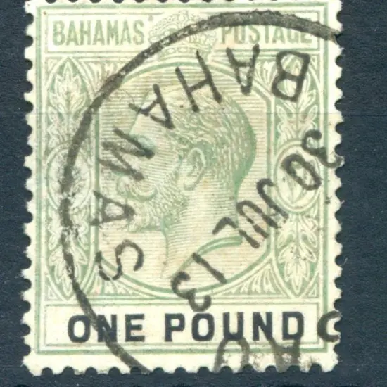Bahamas 1912/19 £1 dull green & black with neat ...