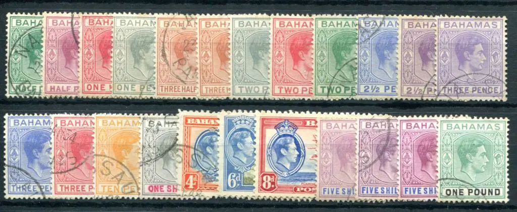 Bahamas 1938/52 KGVI defins to £1. Fine used incl ... Image 1++