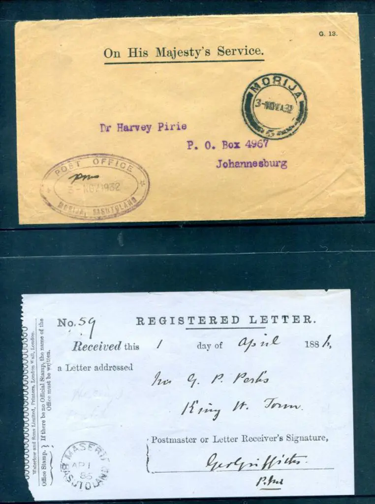 Basutoland 1886 (1st Apr) Receipt for Registered ... Image 1++
