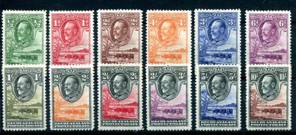 Bechuanaland 1932 KGV set to 10/-. MLH with odd ... Image 1++