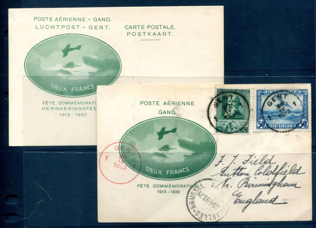 Belgium 1933 (30th April) 20th Anniv illust flight ... Image 1++