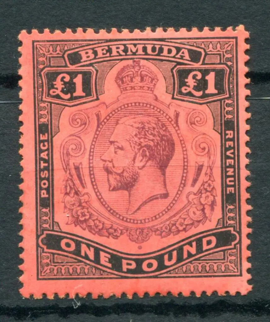 Bermuda 1918/22 £1 purple & black on red KGV. ... Image 1++