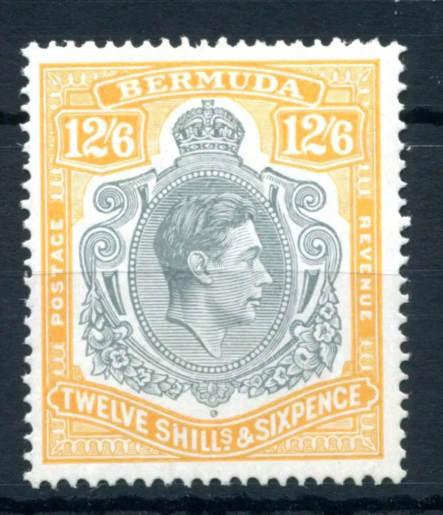 Bermuda 1938/53 12/6d grey & yellow, perf. 14. ... Image 1++