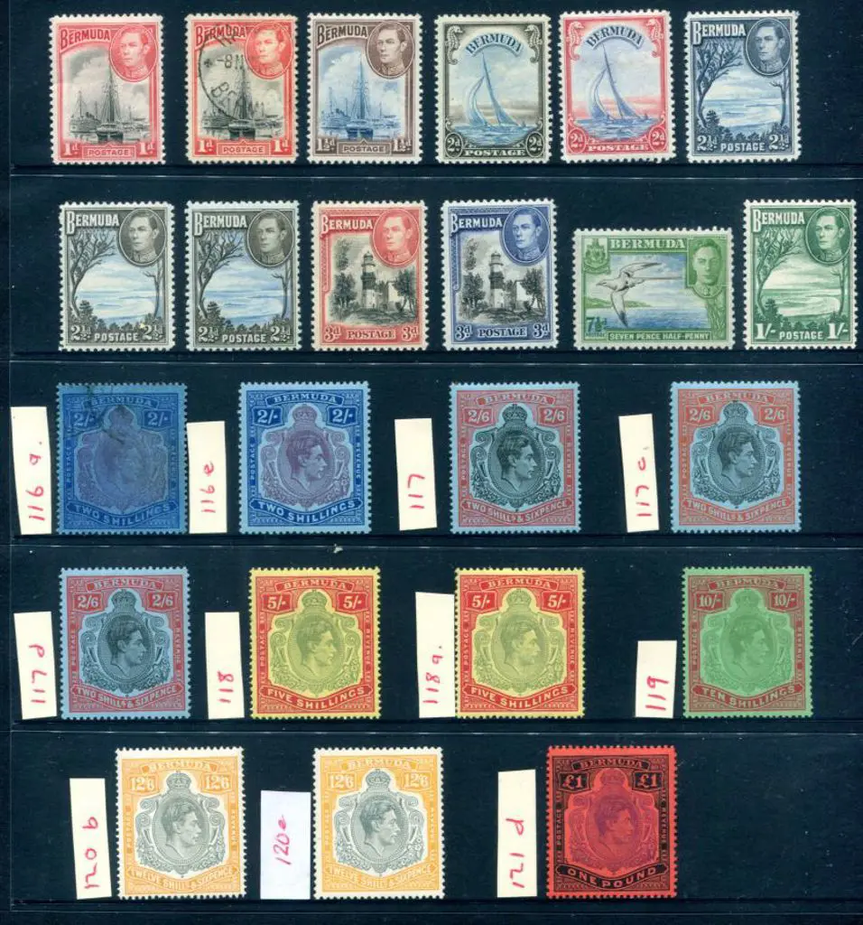 Bermuda 1938/53 KGVI set MLH to £1 with key types ... Image 1++