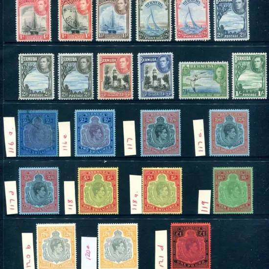 Bermuda 1938/53 KGVI set MLH to £1 with key types ...