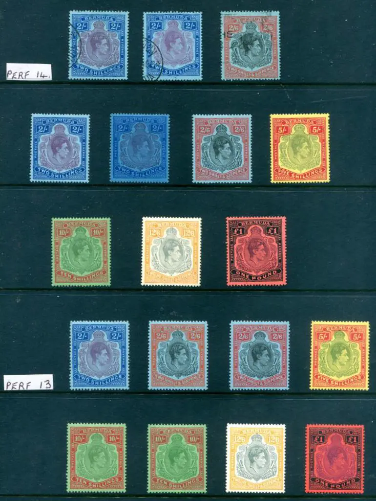 Bermuda KGVI Key Plates group consisting (a) perf. ... Image 1++