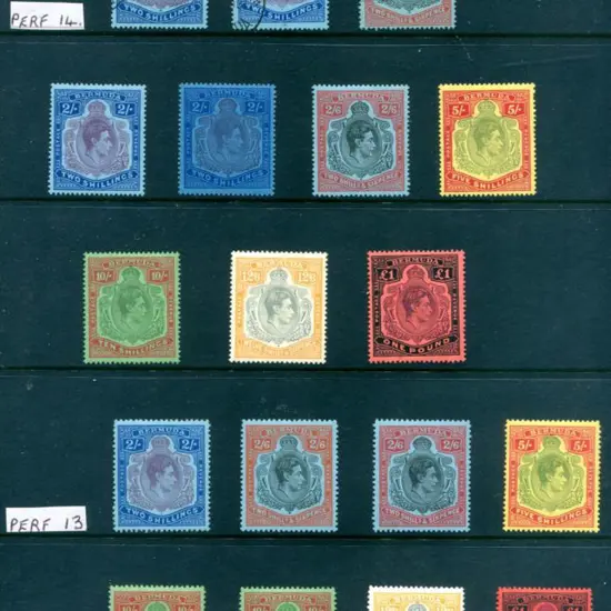 Bermuda KGVI Key Plates group consisting (a) perf. ...