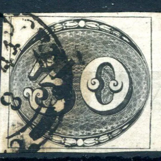 Brazil 1843 30r "bull's eye" used with slightly ...