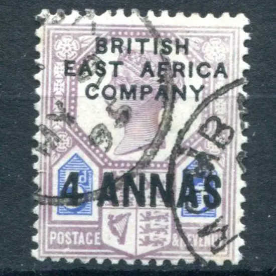 British East Africa 1890 "4 ANNAS" on GB 5d QV ...