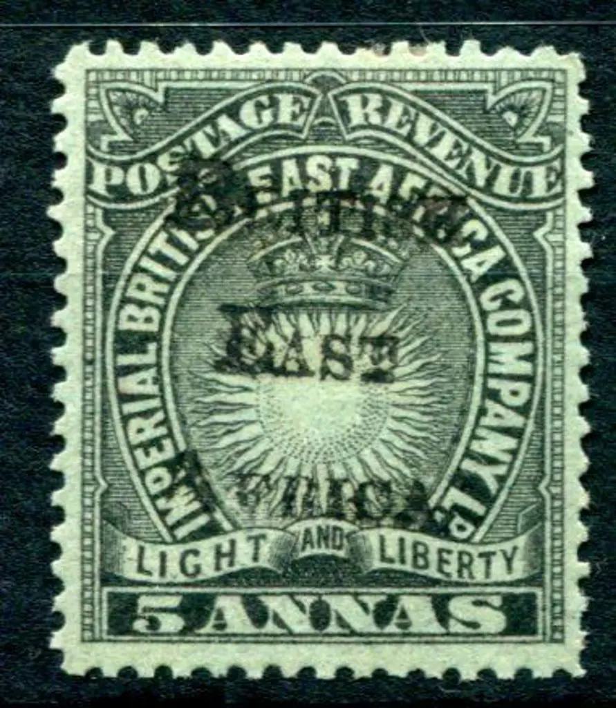 British East Africa 1895 5a black on grey blue ... Image 1++