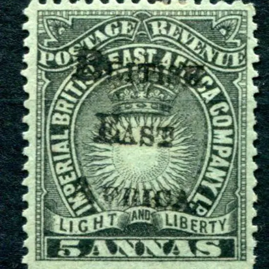 British East Africa 1895 5a black on grey blue ...