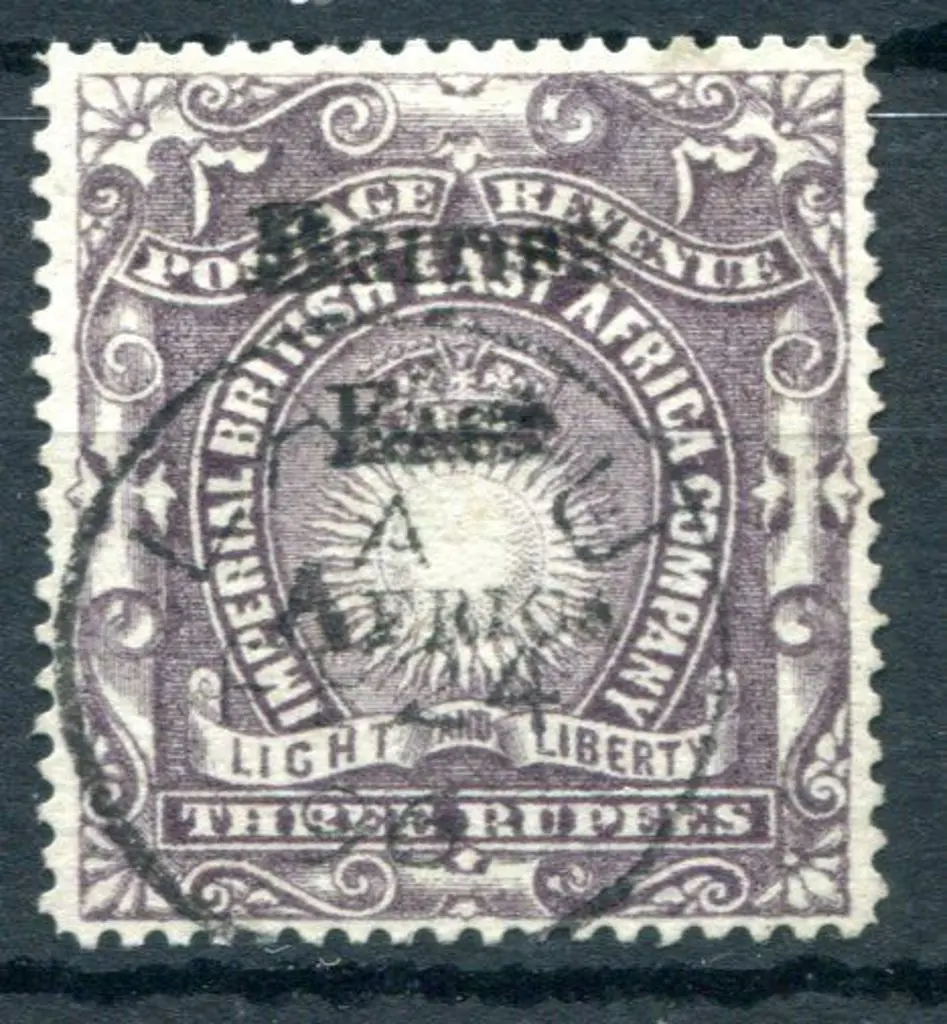 British East Africa 1895 3r slate purple with 3 ... Image 1++