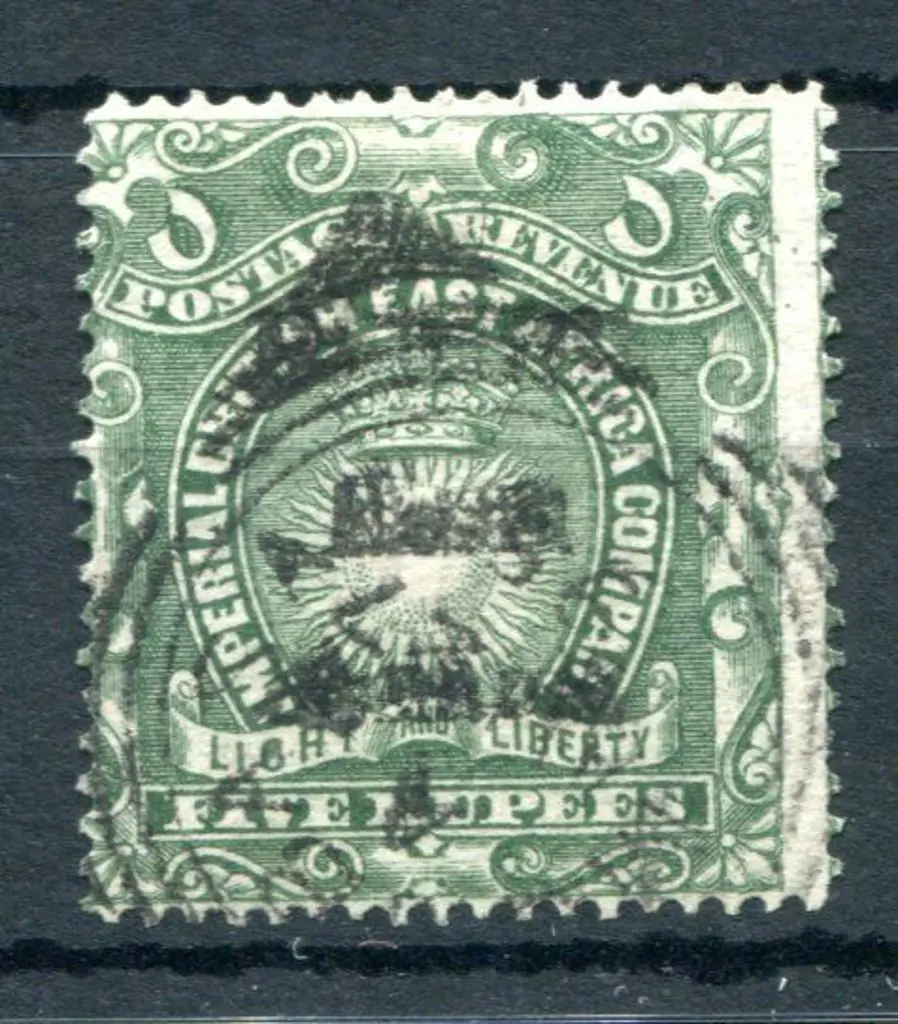 British East Africa 1895 5r grey green with 3 line ... Image 1++