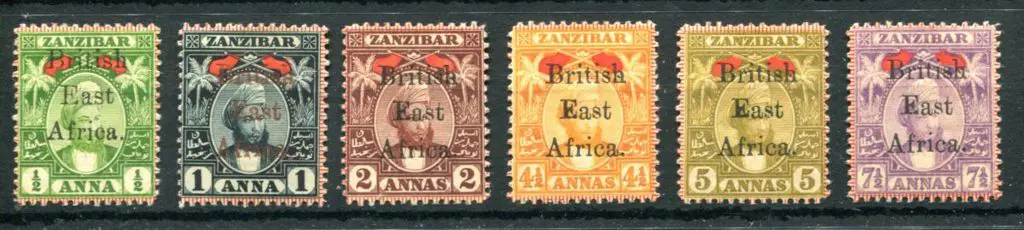 British East Africa 1897 ½a to 7½a "British East ... Image 1++